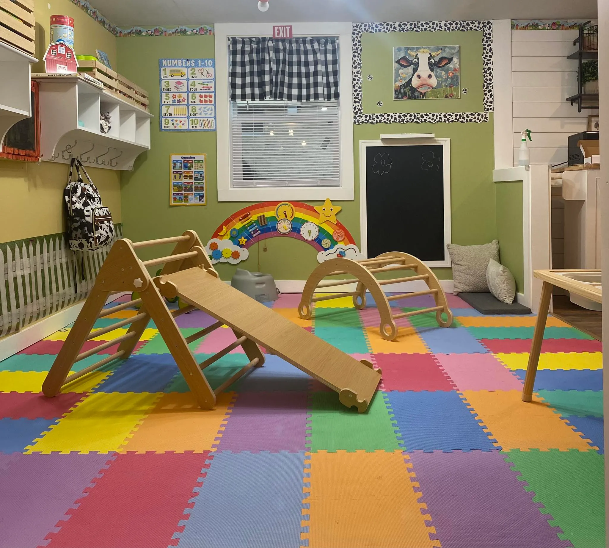 Infant room with colorful foam play equipment
